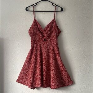 Floral Red Spaghetti Strap Dress